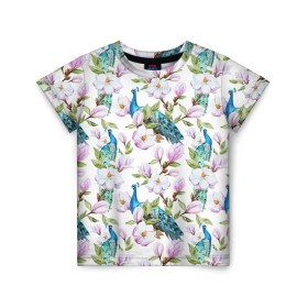 Детская футболка 3D с принтом Цветы и бабочки 6 в Белгороде, 100% гипоаллергенный полиэфир | прямой крой, круглый вырез горловины, длина до линии бедер, чуть спущенное плечо, ткань немного тянется | акварель | нежный | паттерн | цветочек | цветочный
