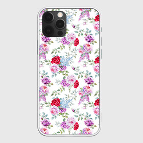 Чехол для iPhone 12 Pro с принтом Цветы и бабочки 8 в Белгороде, силикон | область печати: задняя сторона чехла, без боковых панелей | Тематика изображения на принте: акварель | бабочка | нежный | рисунок | роза | сирень | цветочек | цветочный | цветы