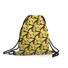 Рюкзак-мешок 3D с принтом Pikachu в Белгороде, 100% полиэстер | плотность ткани — 200 г/м2, размер — 35 х 45 см; лямки — толстые шнурки, застежка на шнуровке, без карманов и подкладки | pikachu | pokeboll | pokemon | пикачу | покеболл | покемон