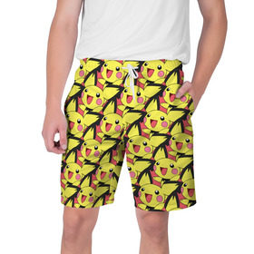 Мужские шорты 3D с принтом Pikachu в Белгороде,  полиэстер 100% | прямой крой, два кармана без застежек по бокам. Мягкая трикотажная резинка на поясе, внутри которой широкие завязки. Длина чуть выше колен | pikachu | pokeboll | pokemon | пикачу | покеболл | покемон