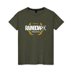 Женская футболка хлопок с принтом Rainbow six | Siege : Pro league (white) в Белгороде, 100% хлопок | прямой крой, круглый вырез горловины, длина до линии бедер, слегка спущенное плечо | boom | fire | rainbowsix | siege | tom clansys