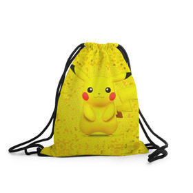 Рюкзак-мешок 3D с принтом Pikachu в Белгороде, 100% полиэстер | плотность ткани — 200 г/м2, размер — 35 х 45 см; лямки — толстые шнурки, застежка на шнуровке, без карманов и подкладки | pikachu | pokeboll | pokemon | пикачу | покеболл | покемон
