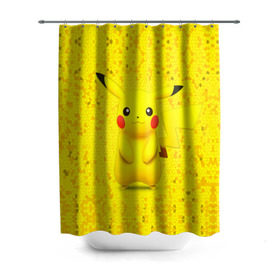Штора 3D для ванной с принтом Pikachu в Белгороде, 100% полиэстер | плотность материала — 100 г/м2. Стандартный размер — 146 см х 180 см. По верхнему краю — пластиковые люверсы для креплений. В комплекте 10 пластиковых колец | pikachu | pokeboll | pokemon | пикачу | покеболл | покемон