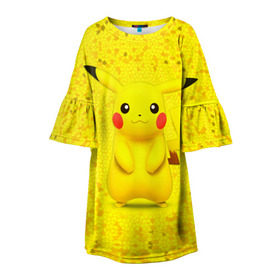 Детское платье 3D с принтом Pikachu в Белгороде, 100% полиэстер | прямой силуэт, чуть расширенный к низу. Круглая горловина, на рукавах — воланы | pikachu | pokeboll | pokemon | пикачу | покеболл | покемон