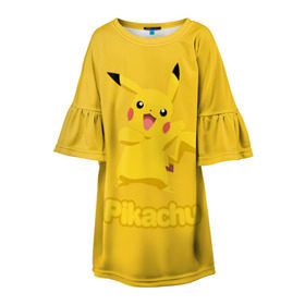 Детское платье 3D с принтом Pikachu в Белгороде, 100% полиэстер | прямой силуэт, чуть расширенный к низу. Круглая горловина, на рукавах — воланы | pikachu | pokeboll | pokemon | пикачу | покеболл | покемон