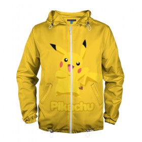 Мужская ветровка 3D с принтом Pikachu в Белгороде, 100% полиэстер | подол и капюшон оформлены резинкой с фиксаторами, два кармана без застежек по бокам, один потайной карман на груди | pikachu | pokeboll | pokemon | пикачу | покеболл | покемон
