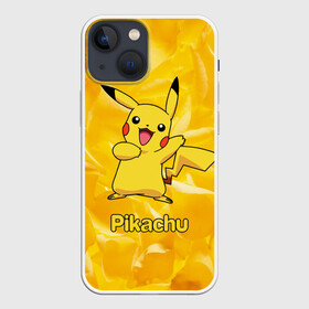 Чехол для iPhone 13 mini с принтом Пикачу на золотом фоне в Белгороде,  |  | pikachu | pokeboll | pokemon | пикачу | покеболл | покемон