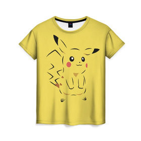 Женская футболка 3D с принтом Pikachu в Белгороде, 100% полиэфир ( синтетическое хлопкоподобное полотно) | прямой крой, круглый вырез горловины, длина до линии бедер | pikachu | pokeboll | pokemon | пикачу | покеболл | покемон