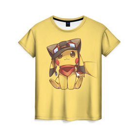 Женская футболка 3D с принтом Pikachu в Белгороде, 100% полиэфир ( синтетическое хлопкоподобное полотно) | прямой крой, круглый вырез горловины, длина до линии бедер | pikachu | pokeball | pokemon | пикачу | покеболл | покемон