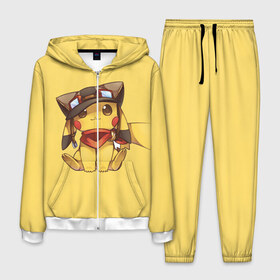 Мужской костюм 3D с принтом Pikachu в Белгороде, 100% полиэстер | Манжеты и пояс оформлены тканевой резинкой, двухслойный капюшон со шнурком для регулировки, карманы спереди | pikachu | pokeball | pokemon | пикачу | покеболл | покемон