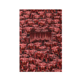 Обложка для паспорта матовая кожа с принтом Демоны (pixel art) в Белгороде, натуральная матовая кожа | размер 19,3 х 13,7 см; прозрачные пластиковые крепления | doom