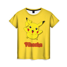 Женская футболка 3D с принтом Pikachu в Белгороде, 100% полиэфир ( синтетическое хлопкоподобное полотно) | прямой крой, круглый вырез горловины, длина до линии бедер | pikachu | pokeboll | pokemon | пикачу | покеболл | покемон