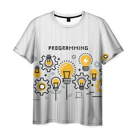 Мужская футболка 3D с принтом Программирование 1 в Белгороде, 100% полиэфир | прямой крой, круглый вырез горловины, длина до линии бедер | день программиста | код | подарок | праздник | программист