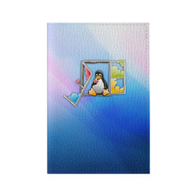 Обложка для паспорта матовая кожа с принтом Linux в Белгороде, натуральная матовая кожа | размер 19,3 х 13,7 см; прозрачные пластиковые крепления | Тематика изображения на принте: день программиста | код | подарок | праздник | программист