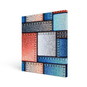 Холст квадратный с принтом Джинсовый стиль в Белгороде, 100% ПВХ |  | Тематика изображения на принте: заплатки | разноцветный | текстура | ткань