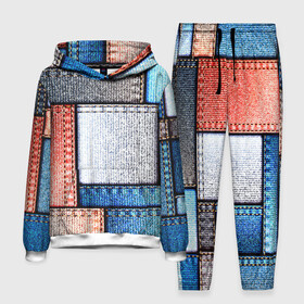 Мужской костюм 3D (с толстовкой) с принтом Джинсовый стиль в Белгороде,  |  | Тематика изображения на принте: заплатки | разноцветный | текстура | ткань