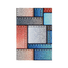 Обложка для паспорта матовая кожа с принтом Джинсовый стиль в Белгороде, натуральная матовая кожа | размер 19,3 х 13,7 см; прозрачные пластиковые крепления | заплатки | разноцветный | текстура | ткань
