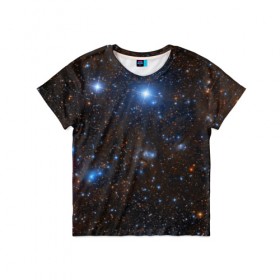 Детская футболка 3D с принтом Космические дали в Белгороде, 100% гипоаллергенный полиэфир | прямой крой, круглый вырез горловины, длина до линии бедер, чуть спущенное плечо, ткань немного тянется | вселенная | галактика | звёзды | космическое пространство | космос | созвездие