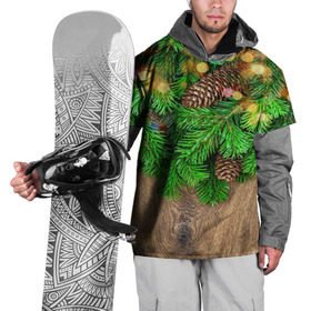 Накидка на куртку 3D с принтом Елка в Белгороде, 100% полиэстер |  | дерево | елка | зеленый | зима | новый год | шишки