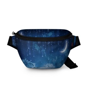 Поясная сумка 3D с принтом Звездное небо в Белгороде, 100% полиэстер | плотная ткань, ремень с регулируемой длиной, внутри несколько карманов для мелочей, основное отделение и карман с обратной стороны сумки застегиваются на молнию | вселенная | галактика | звезды | небо | ночь