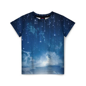 Детская футболка 3D с принтом Звездное небо в Белгороде, 100% гипоаллергенный полиэфир | прямой крой, круглый вырез горловины, длина до линии бедер, чуть спущенное плечо, ткань немного тянется | вселенная | галактика | звезды | небо | ночь