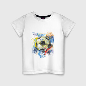 Детская футболка хлопок с принтом Рисованный футбольный мяч в Белгороде, 100% хлопок | круглый вырез горловины, полуприлегающий силуэт, длина до линии бедер | игра | мяч | разводы | спорт | футбол | футбольный