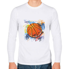 Мужской лонгслив хлопок с принтом Баскетбольный мяч в штрихах в Белгороде, 100% хлопок |  | баскетбол | стилизация | штрихи