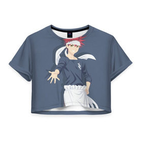 Женская футболка 3D укороченная с принтом Yukihiro Souma в Белгороде, 100% полиэстер | круглая горловина, длина футболки до линии талии, рукава с отворотами | anime | soma | ukihiro | ukihiro soma | аниме | сома | юкихиро