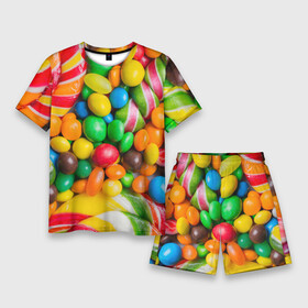 Мужской костюм с шортами 3D с принтом Сладкоежка в Белгороде,  |  | вкуснотища | вкусняшки | глазурь | жевачка | карамель | карамельки | конфетки | конфеты | леденец | мармеладки | сахар | сладости