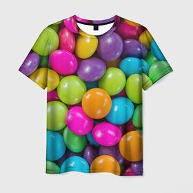 Мужская футболка 3D с принтом Конфетки в Белгороде, 100% полиэфир | прямой крой, круглый вырез горловины, длина до линии бедер | вкуснотища | вкусняшки | глазурь | жевачка | карамель | карамельки | конфетки | конфеты | леденец | мармеладки | сахар | сладости