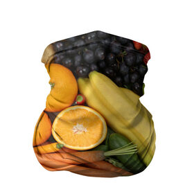 Бандана-труба 3D с принтом Овощи и фрукты в Белгороде, 100% полиэстер, ткань с особыми свойствами — Activecool | плотность 150‒180 г/м2; хорошо тянется, но сохраняет форму | апельсин | баклажан | банан | картофель | клубника | кукуруза | морковь | овощи | перец | фрукты | яблоки