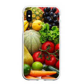 Чехол для iPhone XS Max матовый с принтом Богатый урожай в Белгороде, Силикон | Область печати: задняя сторона чехла, без боковых панелей | апельсин | баклажан | банан | богатый урожай | виноград | горох | еда | кабачок | капуста | картофель | лимон | морковь | овощи | огурец | перец | персик | помидор | слива | сочные плоды | томат | тыква