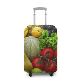 Чехол для чемодана 3D с принтом Богатый урожай в Белгороде, 86% полиэфир, 14% спандекс | двустороннее нанесение принта, прорези для ручек и колес | апельсин | баклажан | банан | богатый урожай | виноград | горох | еда | кабачок | капуста | картофель | лимон | морковь | овощи | огурец | перец | персик | помидор | слива | сочные плоды | томат | тыква