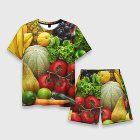 Мужской костюм с шортами 3D с принтом Богатый урожай в Белгороде,  |  | апельсин | баклажан | банан | богатый урожай | виноград | горох | еда | кабачок | капуста | картофель | лимон | морковь | овощи | огурец | перец | персик | помидор | слива | сочные плоды | томат | тыква