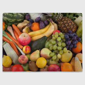 Плед 3D с принтом Спелые фрукты в Белгороде, 100% полиэстер | закругленные углы, все края обработаны. Ткань не мнется и не растягивается | ананас | арбуз | банан | богатый урожай | виноград | горох | груша | еда | капуста | картофель | лук | морковь | овощи | огурец | перец | персик | слива | сочные плоды | томат | фасоль | фрукты | яблоко