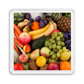 Магнит 55*55 с принтом Спелые фрукты в Белгороде, Пластик | Размер: 65*65 мм; Размер печати: 55*55 мм | ананас | арбуз | банан | богатый урожай | виноград | горох | груша | еда | капуста | картофель | лук | морковь | овощи | огурец | перец | персик | слива | сочные плоды | томат | фасоль | фрукты | яблоко