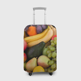 Чехол для чемодана 3D с принтом Спелые фрукты в Белгороде, 86% полиэфир, 14% спандекс | двустороннее нанесение принта, прорези для ручек и колес | ананас | арбуз | банан | богатый урожай | виноград | горох | груша | еда | капуста | картофель | лук | морковь | овощи | огурец | перец | персик | слива | сочные плоды | томат | фасоль | фрукты | яблоко