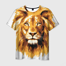 Мужская футболка 3D с принтом Король джунглей в Белгороде, 100% полиэфир | прямой крой, круглый вырез горловины, длина до линии бедер | Тематика изображения на принте: lion | грива | дикая кошка | добыча | животное | зверь | искусство | картина | клыки | когти | король джунглей | лев | макет | мясо | набросок | портрет | хищник | царь зверей | эскиз