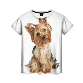 Женская футболка 3D с принтом Красотка в Белгороде, 100% полиэфир ( синтетическое хлопкоподобное полотно) | прямой крой, круглый вырез горловины, длина до линии бедер | fashion | животное | красавица | лучший друг | модница | няша | причёска | собака | собачка | щенок | щеночек