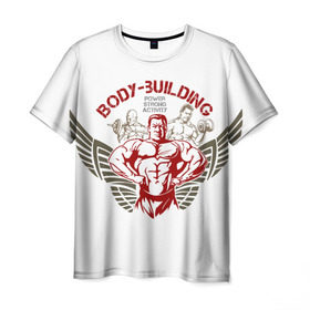 Мужская футболка 3D с принтом Body-building в Белгороде, 100% полиэфир | прямой крой, круглый вырез горловины, длина до линии бедер | gym | power | бодибилдинг | культуризм | сила | спорт | фитнес | штанга