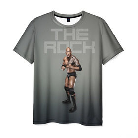 Мужская футболка 3D с принтом The Rock WWE в Белгороде, 100% полиэфир | прямой крой, круглый вырез горловины, длина до линии бедер | dwayne johnson | the rock | wwe | рестлинг | спорт