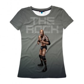 Женская футболка 3D с принтом The Rock WWE в Белгороде, 100% полиэфир ( синтетическое хлопкоподобное полотно) | прямой крой, круглый вырез горловины, длина до линии бедер | dwayne johnson | the rock | wwe | рестлинг | спорт