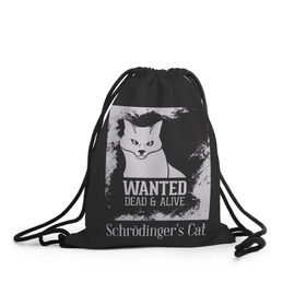 Рюкзак-мешок 3D с принтом Wanted Cat в Белгороде, 100% полиэстер | плотность ткани — 200 г/м2, размер — 35 х 45 см; лямки — толстые шнурки, застежка на шнуровке, без карманов и подкладки | белое | котик | кошка | надписи | новинки | прикольные | рисунок | черное