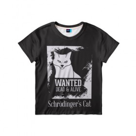 Детская футболка 3D с принтом Wanted Cat в Белгороде, 100% гипоаллергенный полиэфир | прямой крой, круглый вырез горловины, длина до линии бедер, чуть спущенное плечо, ткань немного тянется | белое | котик | кошка | надписи | новинки | прикольные | рисунок | черное