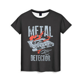 Женская футболка 3D с принтом Metal Detector в Белгороде, 100% полиэфир ( синтетическое хлопкоподобное полотно) | прямой крой, круглый вырез горловины, длина до линии бедер | metal | кровь | метал | мызыка | новинки | рок | тяжелый | череп