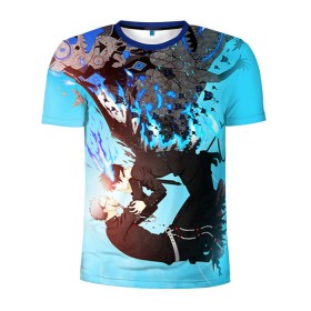 Мужская футболка 3D спортивная с принтом Blue Exorcist в Белгороде, 100% полиэстер с улучшенными характеристиками | приталенный силуэт, круглая горловина, широкие плечи, сужается к линии бедра | anime | ao no exorcist | экзорцист
