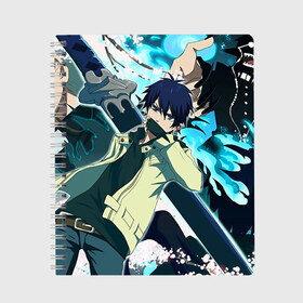 Тетрадь с принтом Blue Exorcist в Белгороде, 100% бумага | 48 листов, плотность листов — 60 г/м2, плотность картонной обложки — 250 г/м2. Листы скреплены сбоку удобной пружинной спиралью. Уголки страниц и обложки скругленные. Цвет линий — светло-серый
 | Тематика изображения на принте: anime | ao no exorcist | blue exorcist | аниме | синий экзорцист | экзорцист