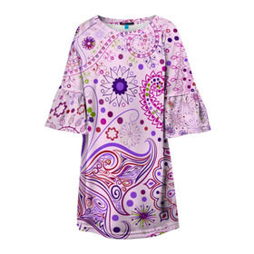 Детское платье 3D с принтом Lady Butterfly в Белгороде, 100% полиэстер | прямой силуэт, чуть расширенный к низу. Круглая горловина, на рукавах — воланы | винтаж | воздушный | индийские | кружева | новинки | узор | цветок | цветочный | этнические