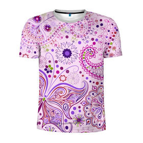 Мужская футболка 3D спортивная с принтом Lady Butterfly в Белгороде, 100% полиэстер с улучшенными характеристиками | приталенный силуэт, круглая горловина, широкие плечи, сужается к линии бедра | винтаж | воздушный | индийские | кружева | новинки | узор | цветок | цветочный | этнические