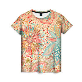 Женская футболка 3D с принтом Коллекция Uniqlo в Белгороде, 100% полиэфир ( синтетическое хлопкоподобное полотно) | прямой крой, круглый вырез горловины, длина до линии бедер | графика | каракули | красивый | лето | мода | новинки | орнамент | природа | рисунок | стиль